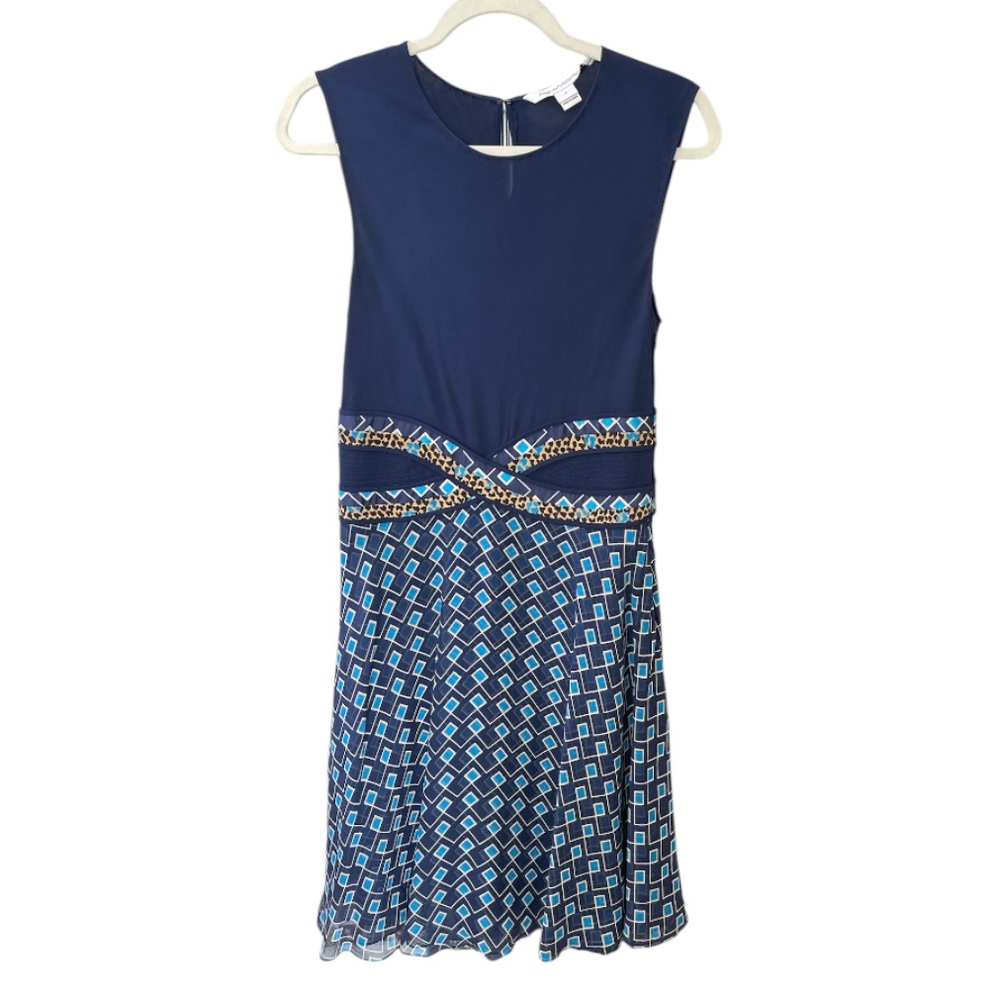 Diane Von Furstenberg Rosalie Silk Blend Fit & Flare Midi Dress Size 6